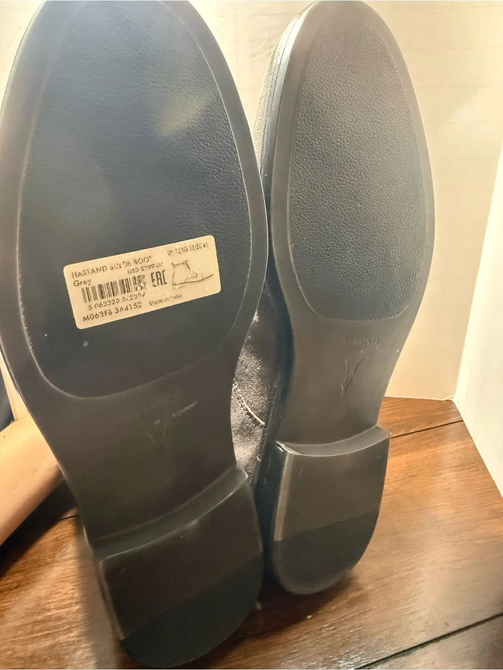 AllSaints Harland Suede Boots Men's Size 13 Grey Cap Toe Lace Up Ankle MO63FB